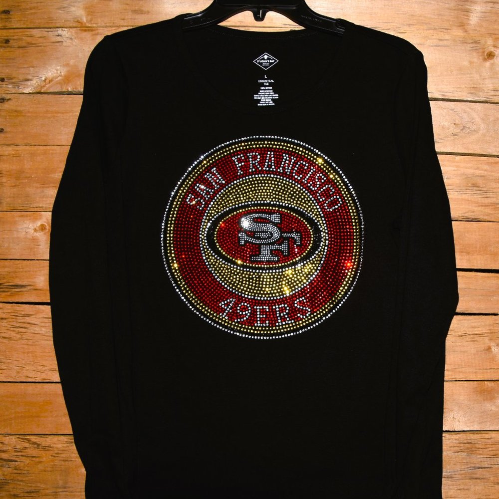 49ers rhinestone long sleeve  RN shirt XS S M L XL XXL …